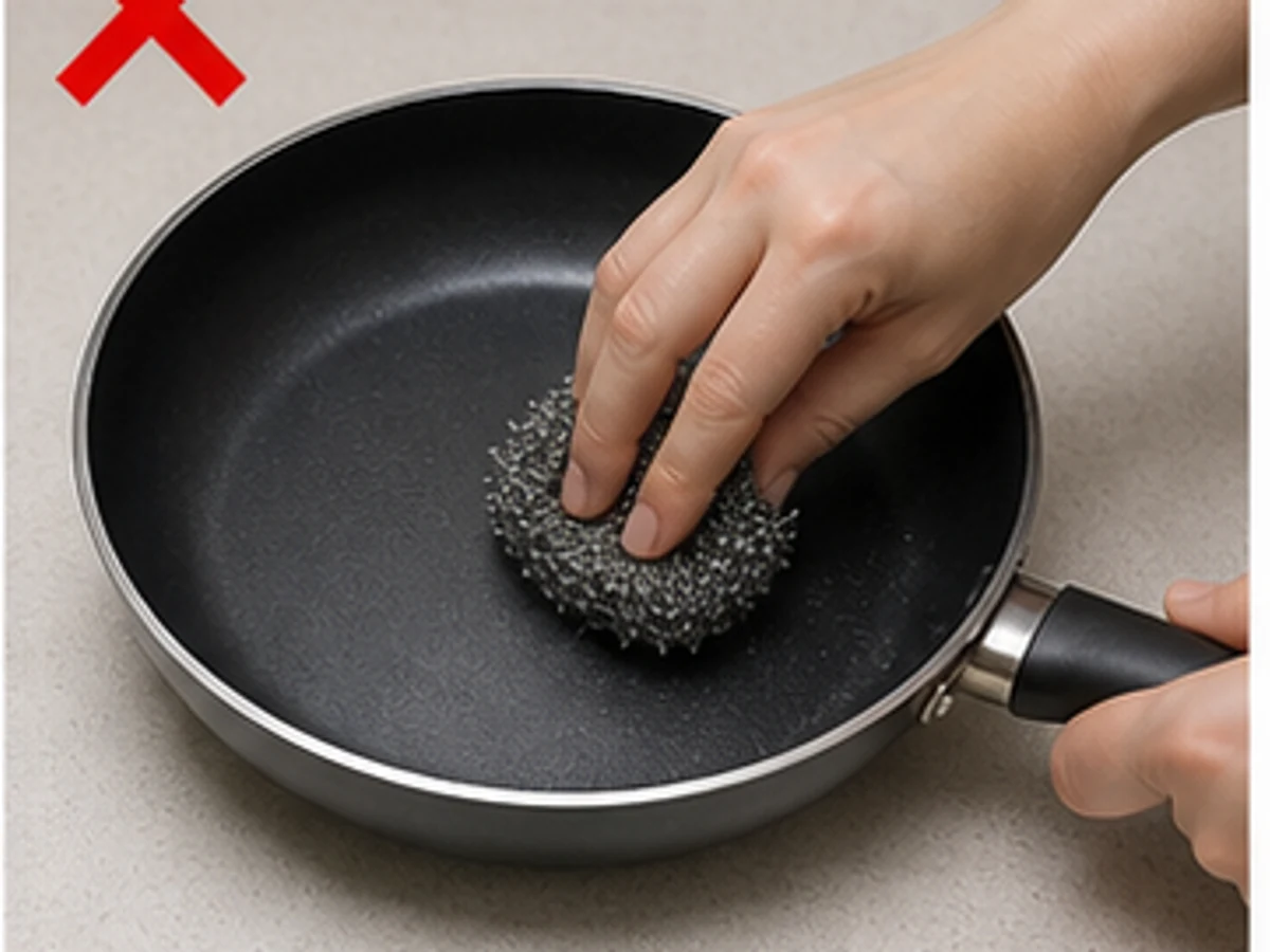 Scrubbing with steel wool — Use only a soft sponge.