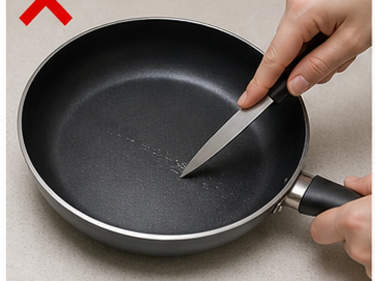 Scraping residue with a knife — Soften it first and use a non-sharp tool.