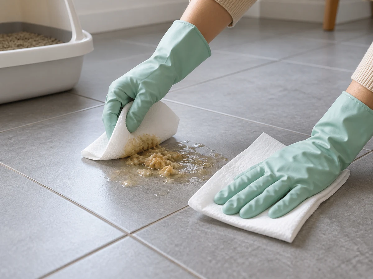 Clean Pet Accidents from Hard Floors by Surface Type: Lift residue safely