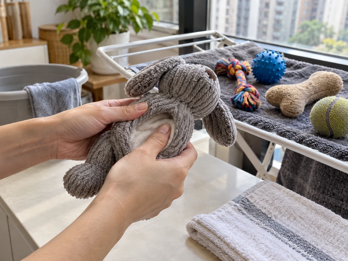 How to Clean Pet Toys by Material: Check the dry core and integrity