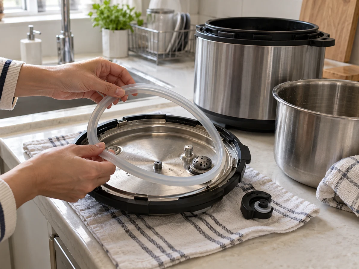 Paano Ligtas na Linisin ang Natatanggal na Bahagi ng Pressure Cooker: Patuyuin, ikabit at suriin ang seal