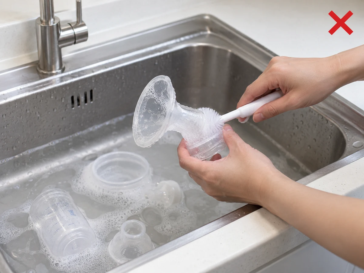 Treating washing as sanitising — Complete any sanitising only after washing and only by the exact pump instructions.