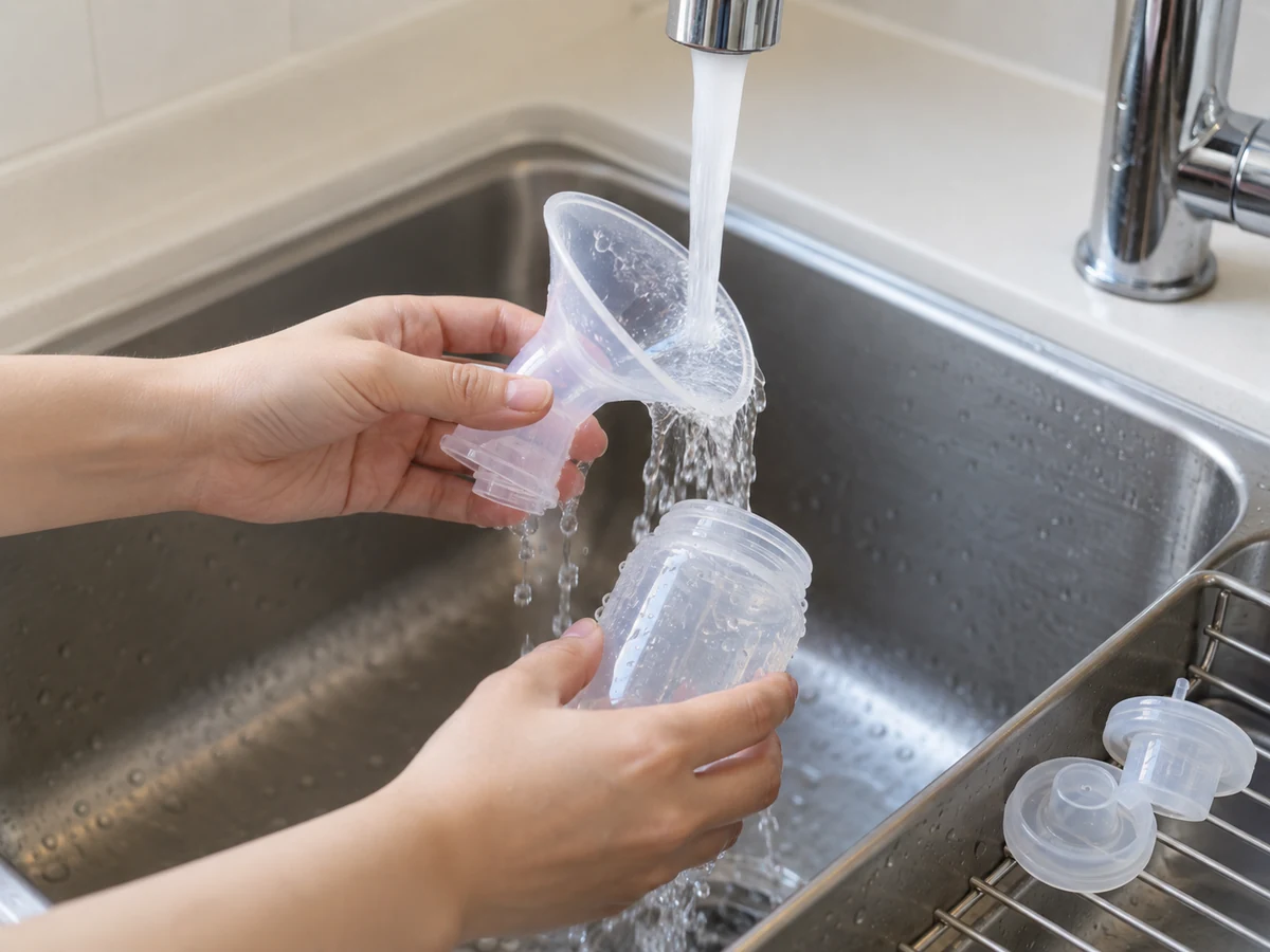 How to Clean Removable Breast-pump Parts by Maker Instructions: Rinse before washing