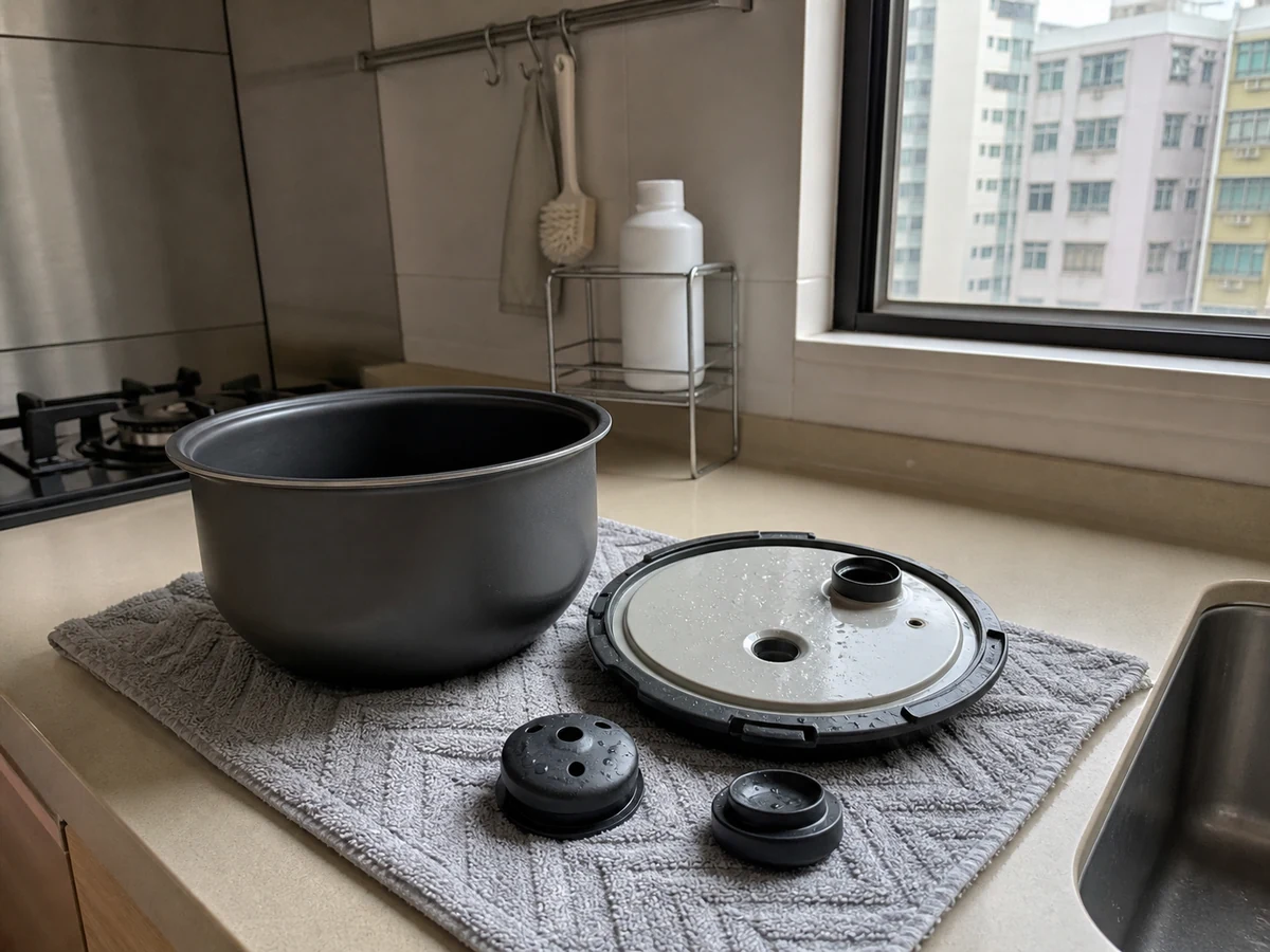 How to Clean a Rice Cooker Correctly: Remove the pan and approved parts