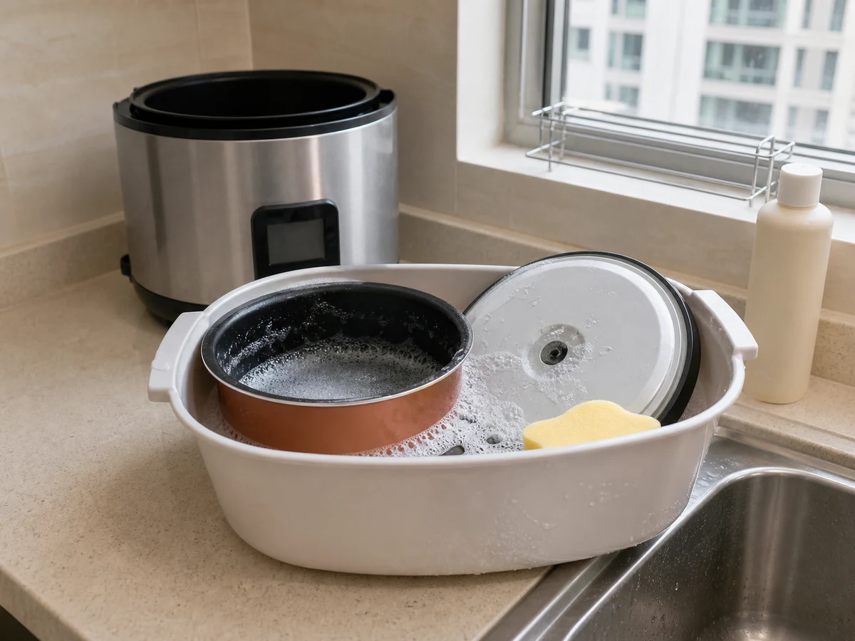 How to Clean a Rice Cooker Correctly: Wash food-contact parts