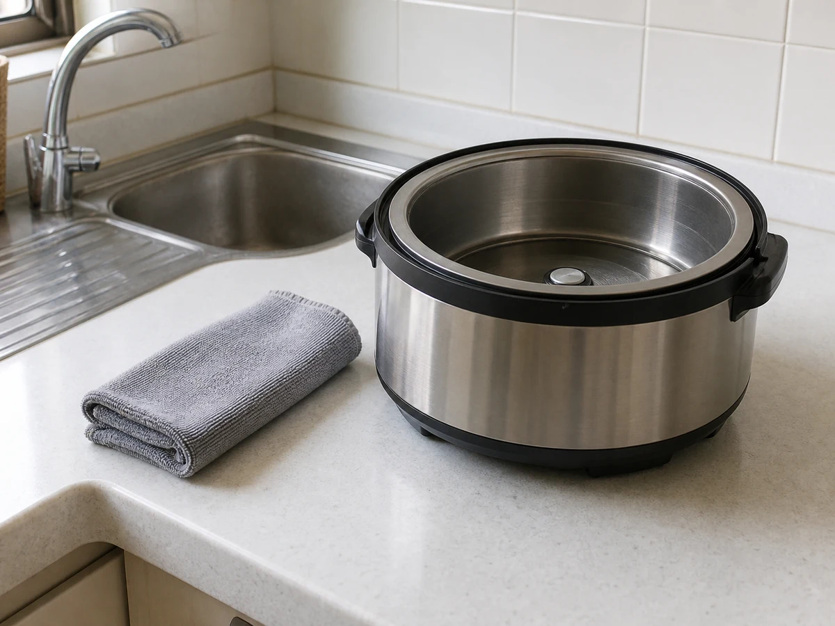 How to Clean a Rice Cooker Correctly: Wipe the body and sensor area