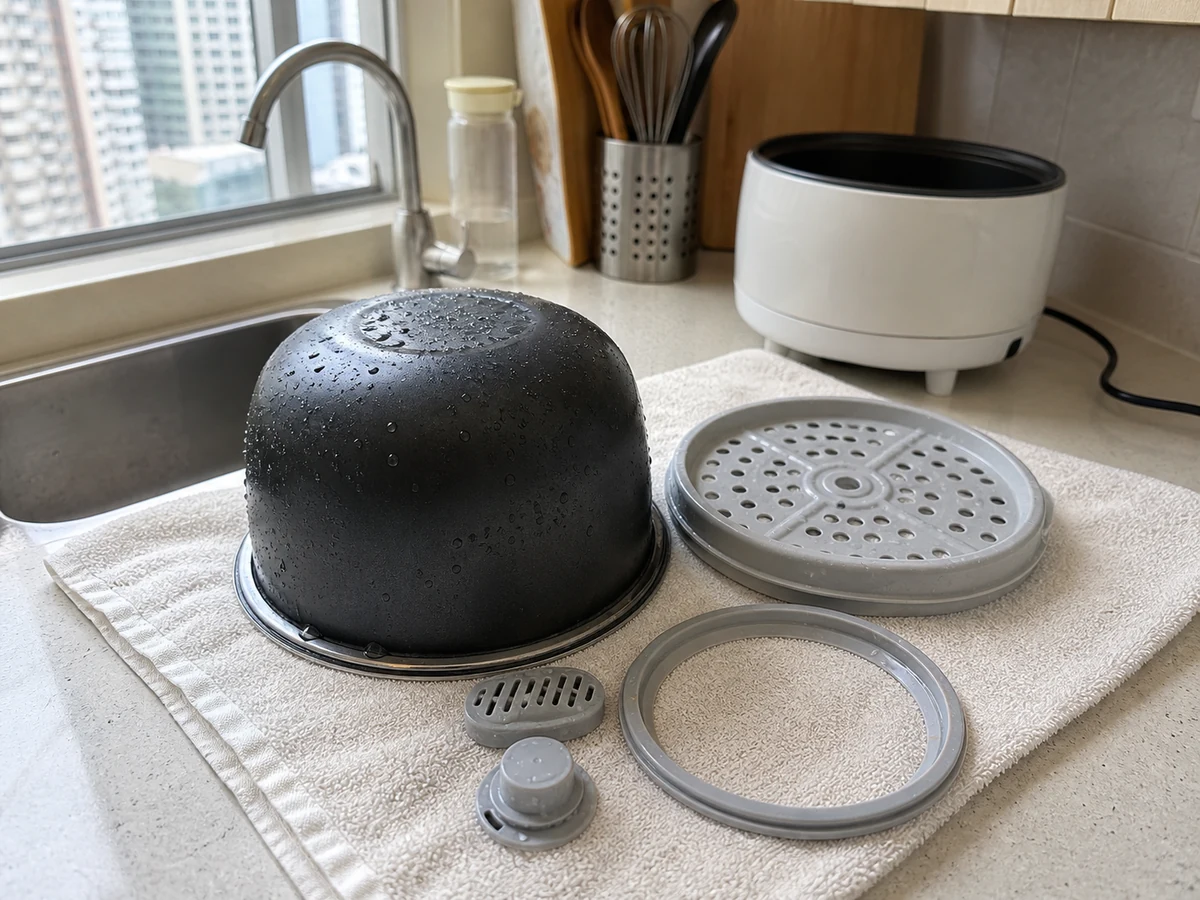 How to Clean a Rice Cooker Correctly: Rinse and dry completely