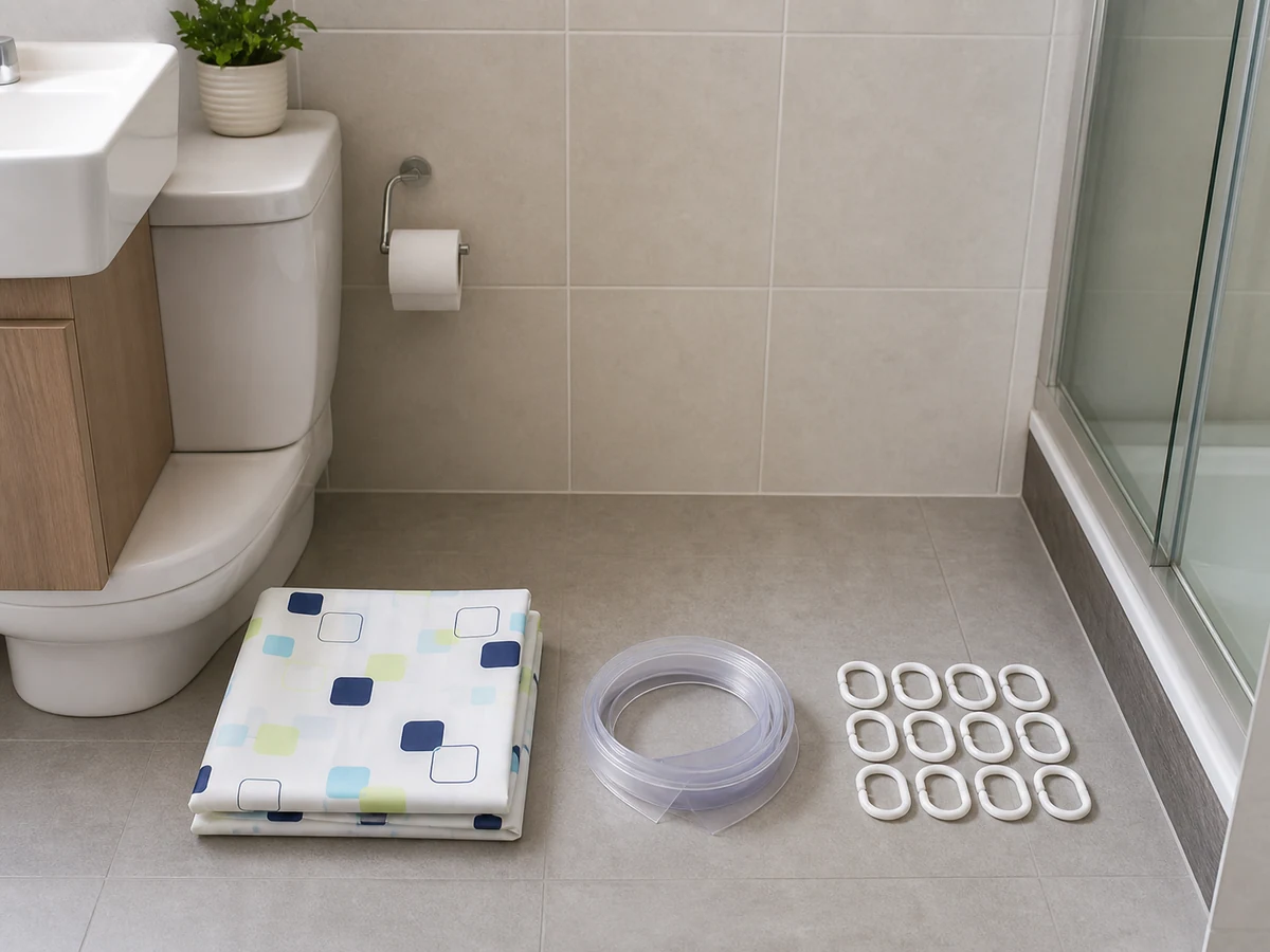 How to Clean a Shower Curtain and Curtain Seal: Separate curtain, seal and hardware