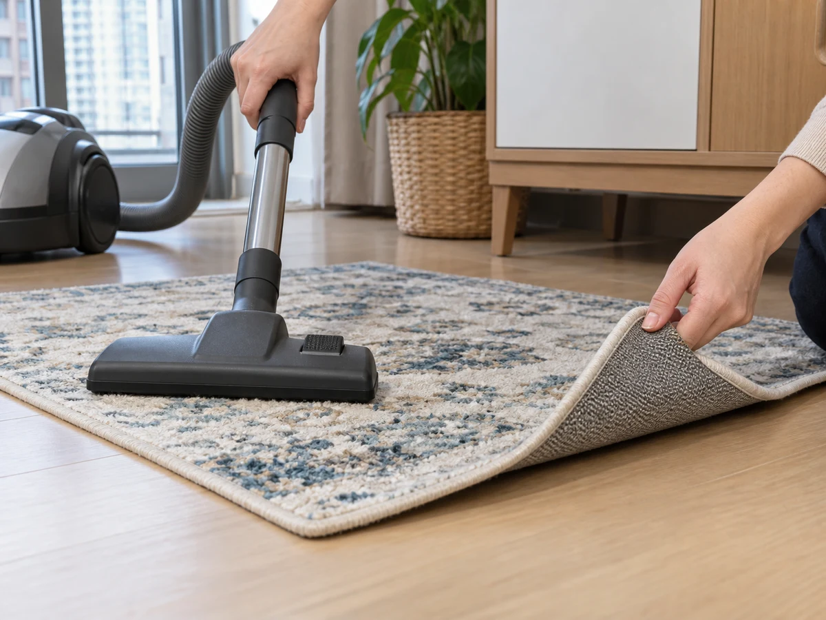 How to Clean Small Rugs by the Care Label: Remove grit and test colour