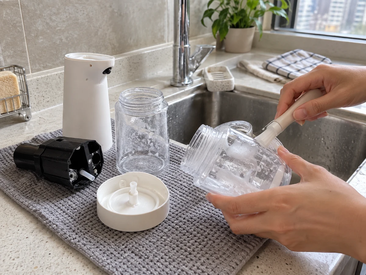 How to Clean Soap Dishes and Refillable Dispensers: Remove deposits, protect electrics