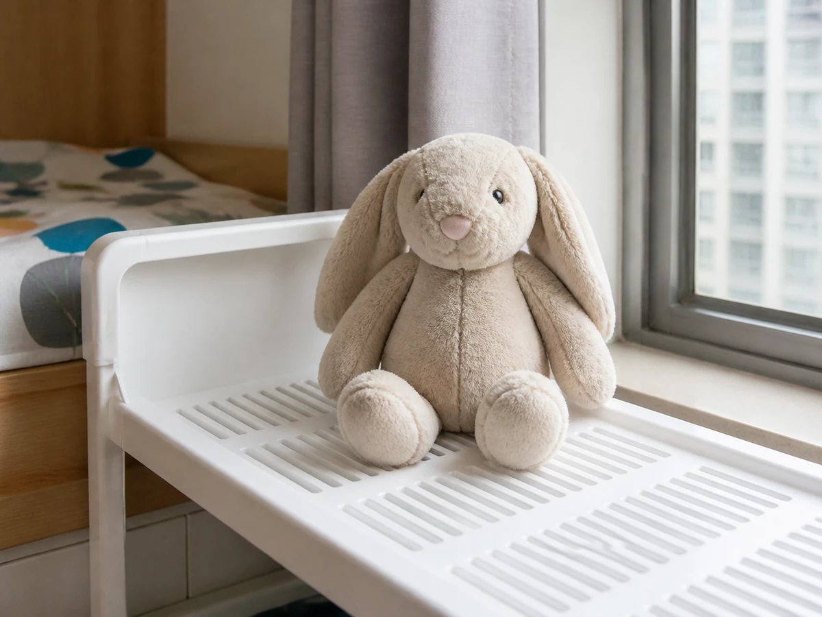 A soft toy cleaned by its care label and dried completely