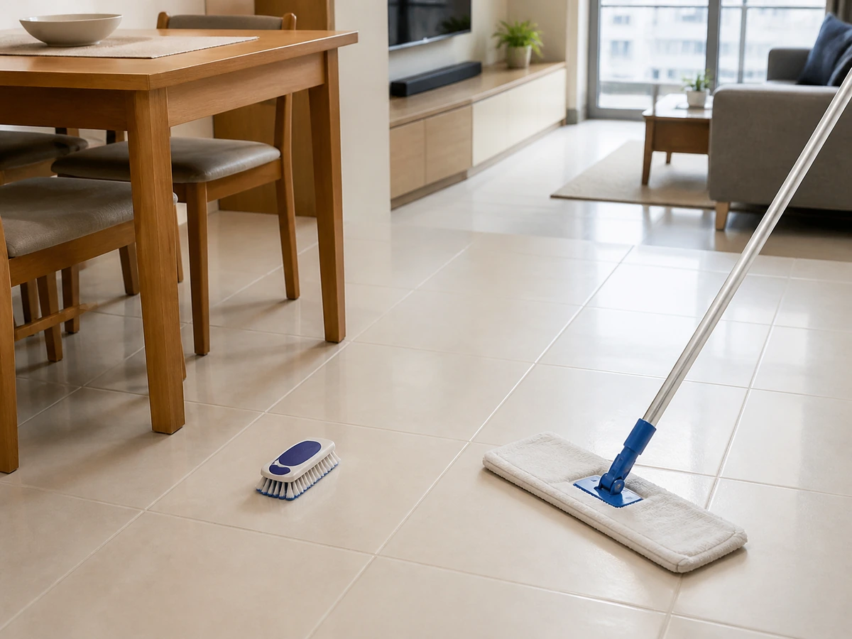 tile and grout floor safe cleaning setup