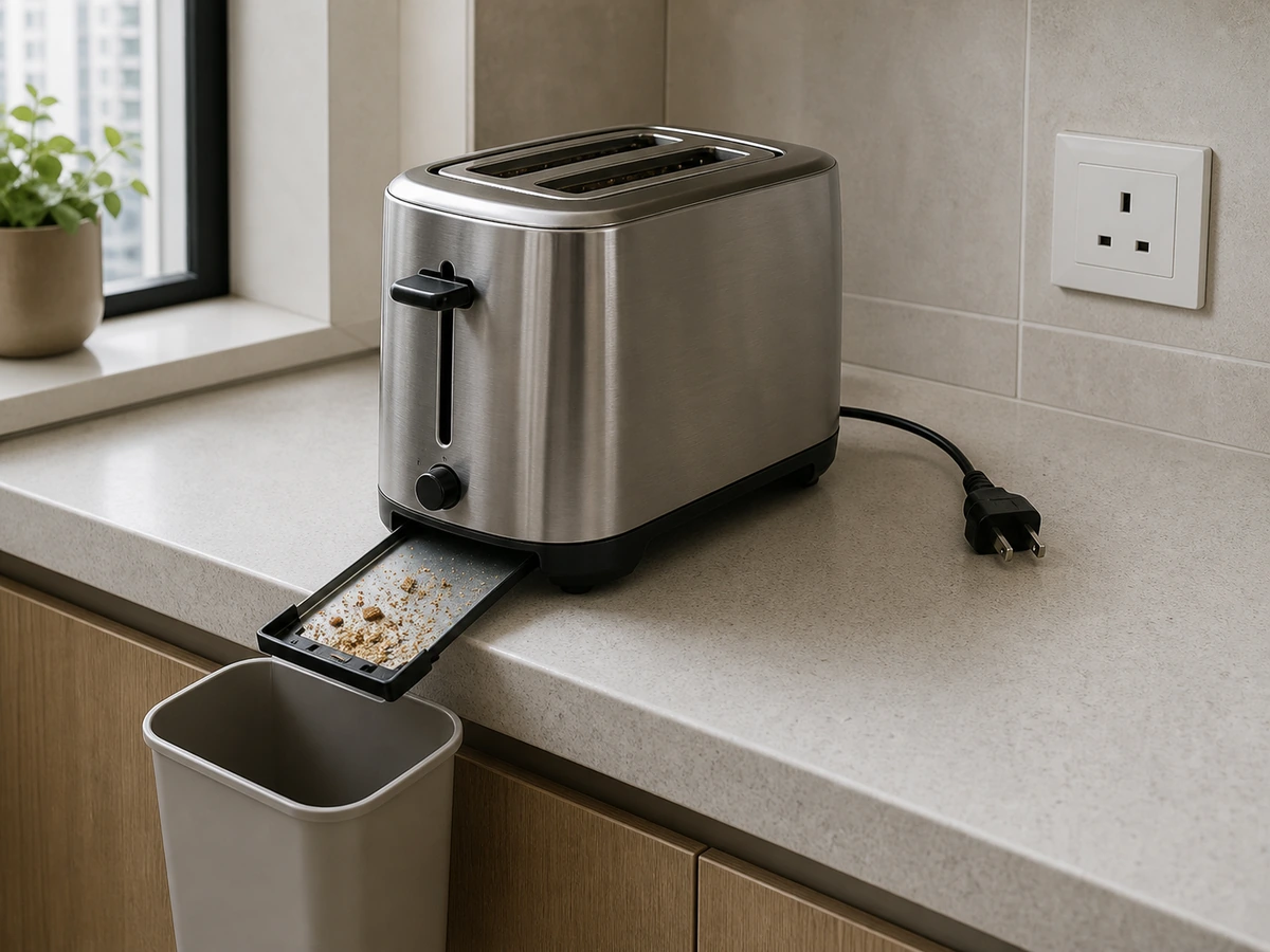 How to Clean a Toaster Correctly: Empty the tray
