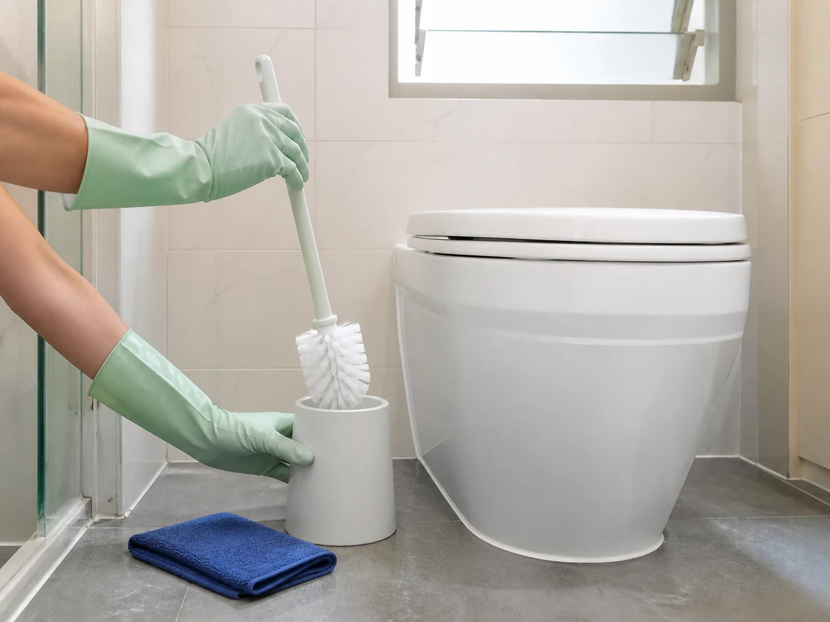 How to Clean a Toilet Brush and Holder — clean, dry and safely restored result
