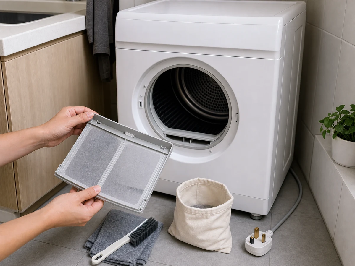 How to Clean a Tumble-dryer Lint Filter and Accessible Surfaces — clean, dry and safely restored result