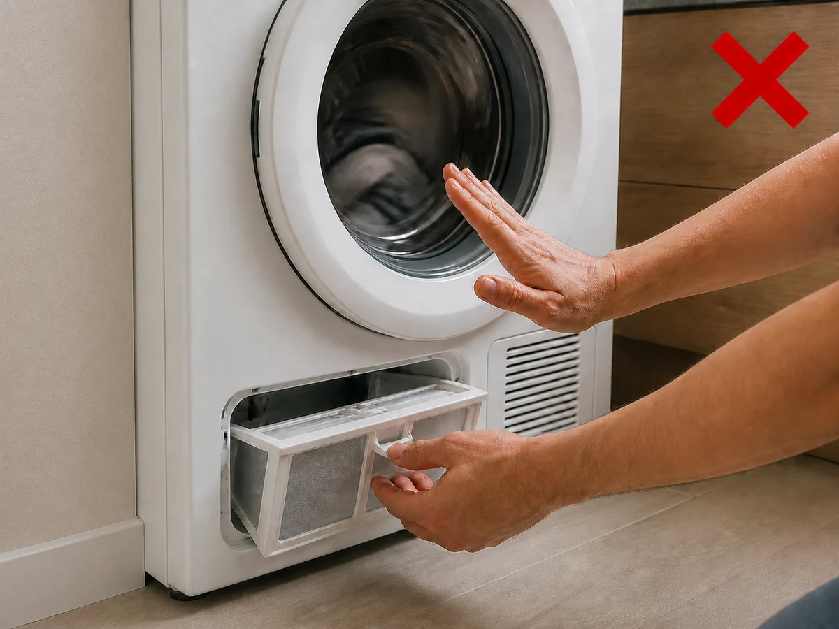 Removing the filter while running — Stop, unplug and cool first.