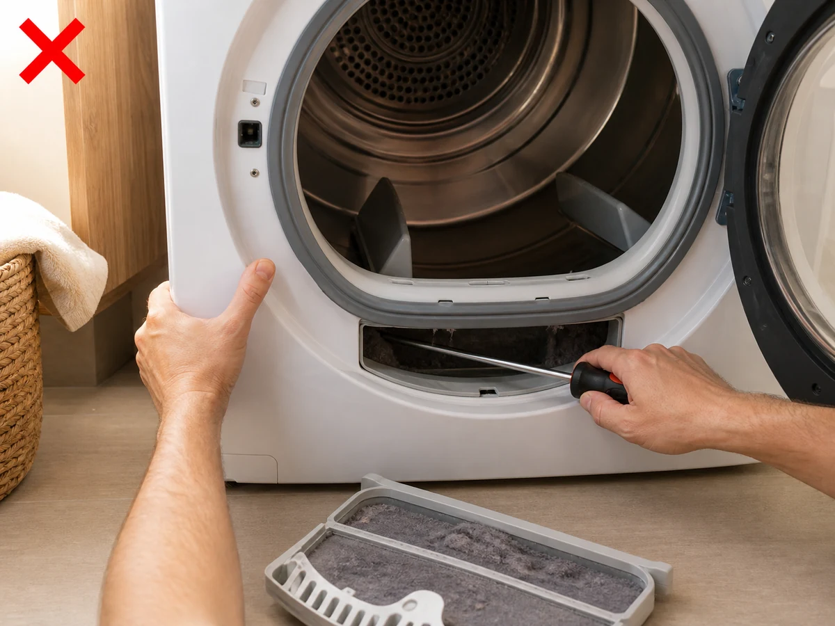 Pushing a sharp tool inside — Clean only maker-approved accessible areas.