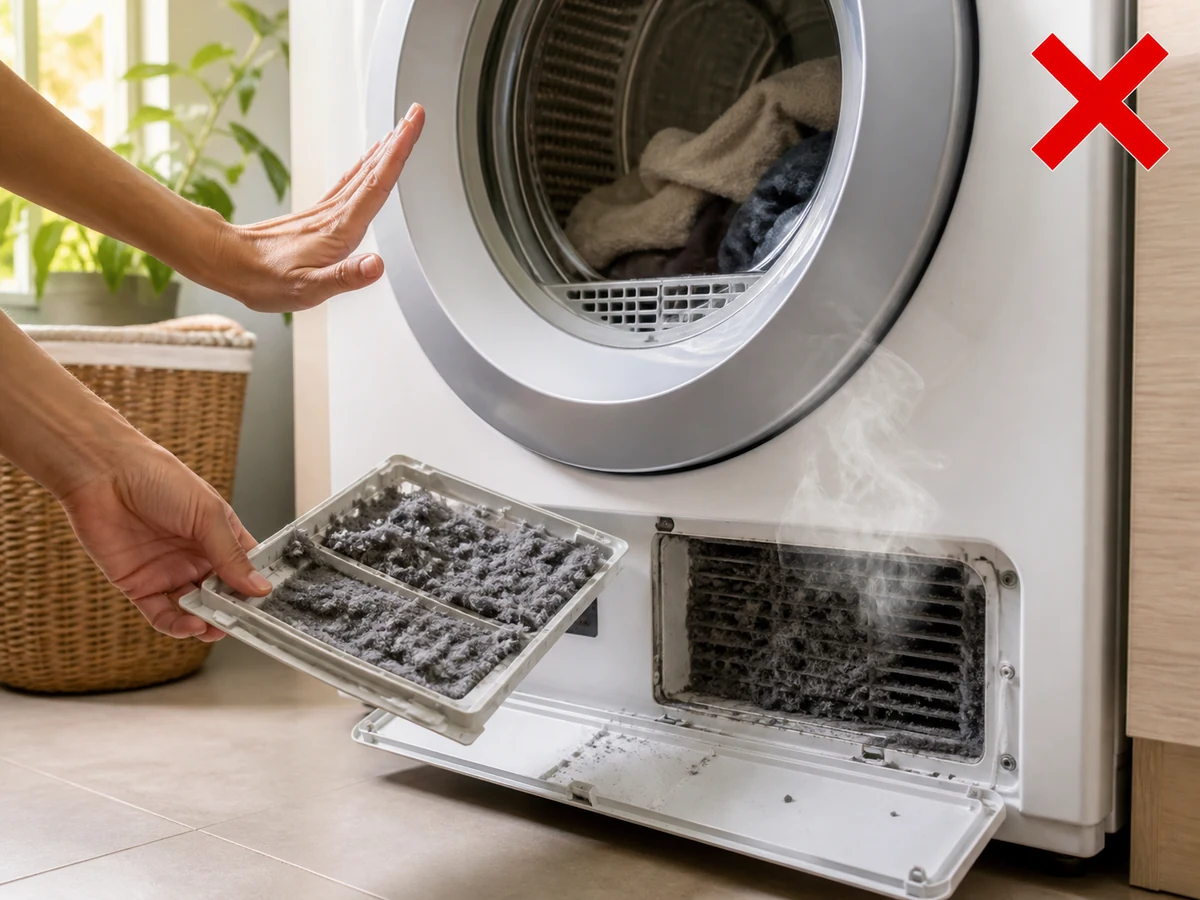 Ignoring heavy lint or burning smell — Stop and arrange inspection.