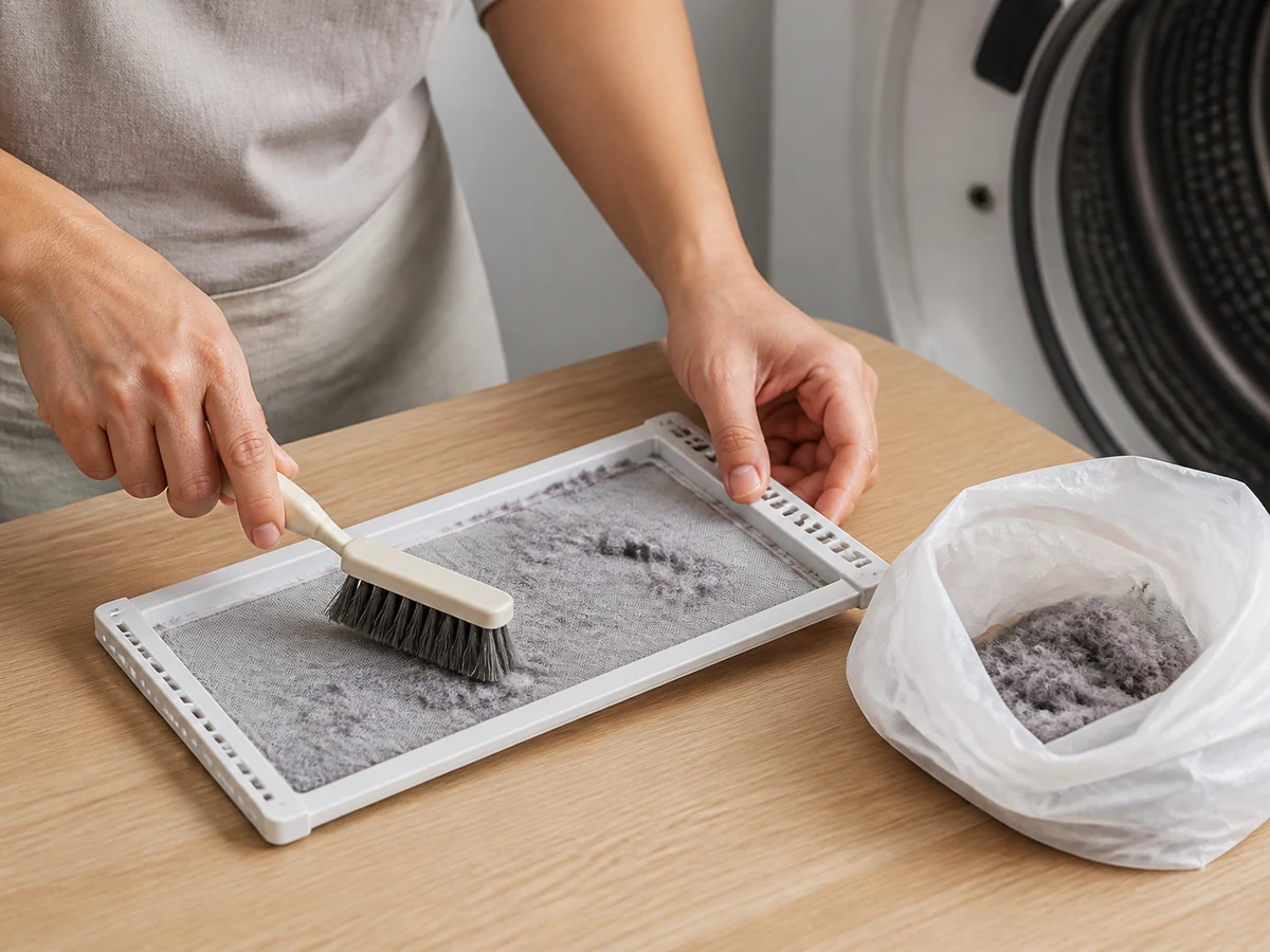 How to Clean a Tumble-dryer Lint Filter and Accessible Surfaces: Remove lint