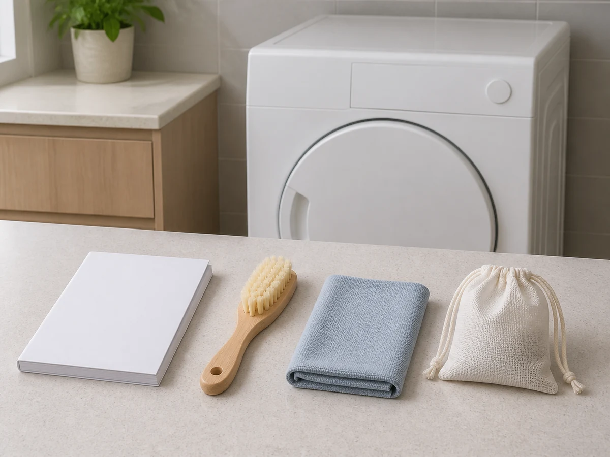 How to Clean a Tumble-dryer Lint Filter and Accessible Surfaces — compatible tools arranged separately