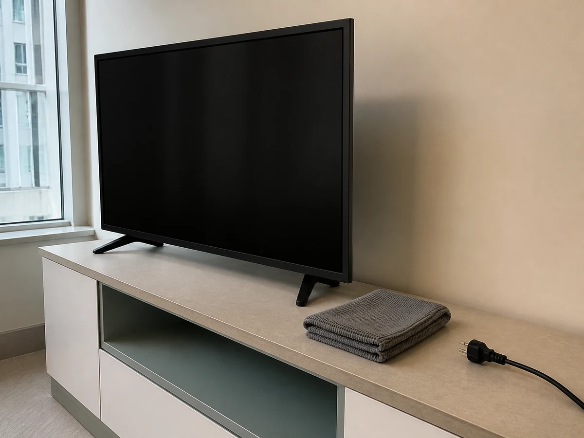 How to Clean a Television Screen Safely in a safe home setup with the appliance powered off and unplugged