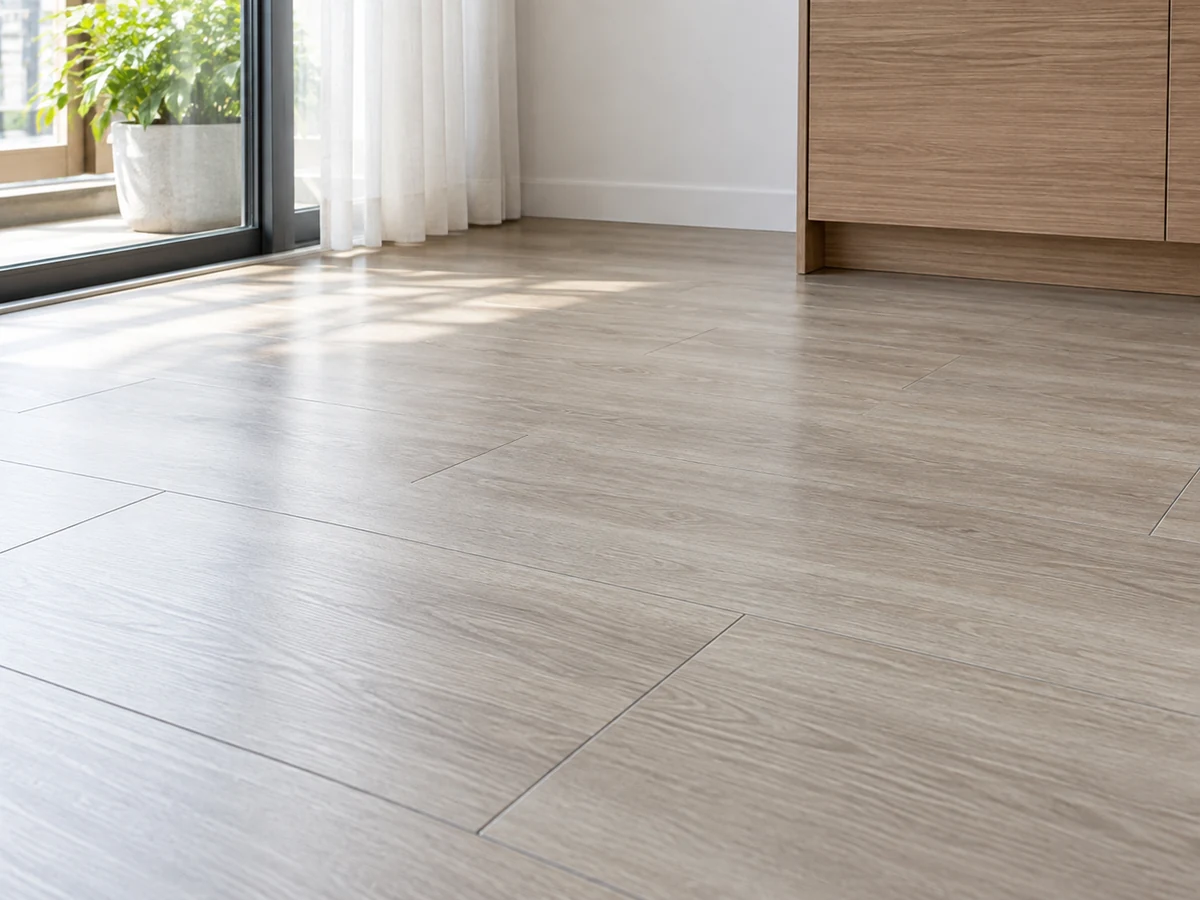LVT vinyl floor free of grit with dry plank seams