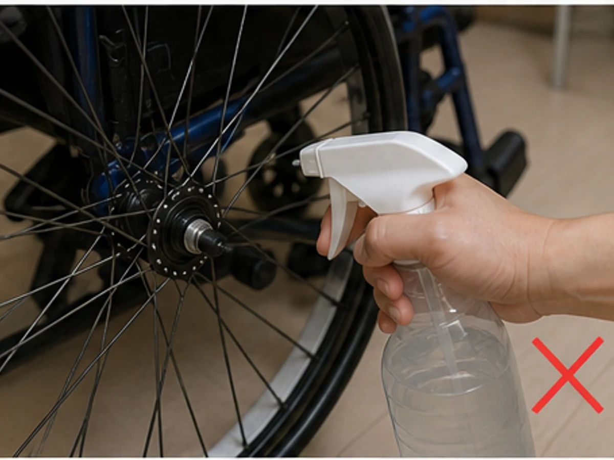 I-spray ang bearings o brakes — Punasan ang accessible surfaces at panatilihing tuyo ang mechanisms.