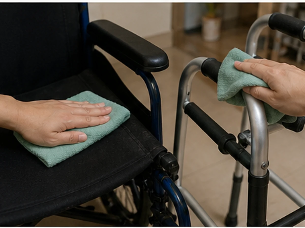 Paano Linisin ang Walker, Wheelchair, at Walking-Aid Surfaces: Punasan ang hand-contact areas