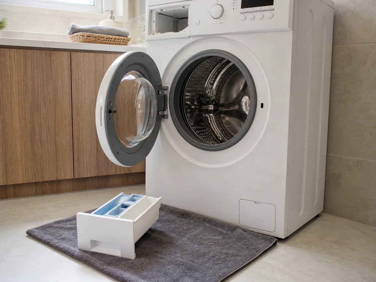 How to Clean a Washer Dispenser and Door Seal in a safe home setup with the appliance powered off and unplugged