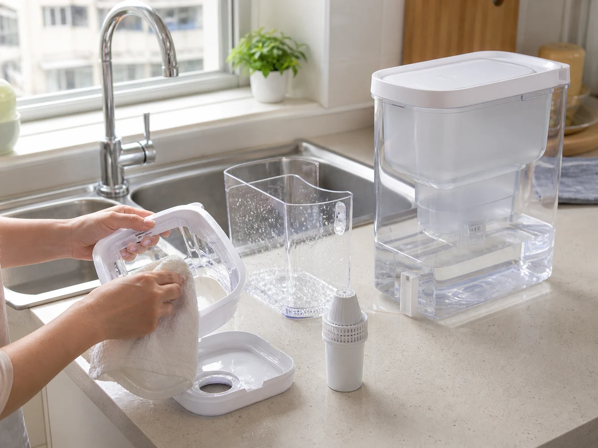 How to Clean a Water-Filter Pitcher or Dispenser — clean, dry and safely restored result