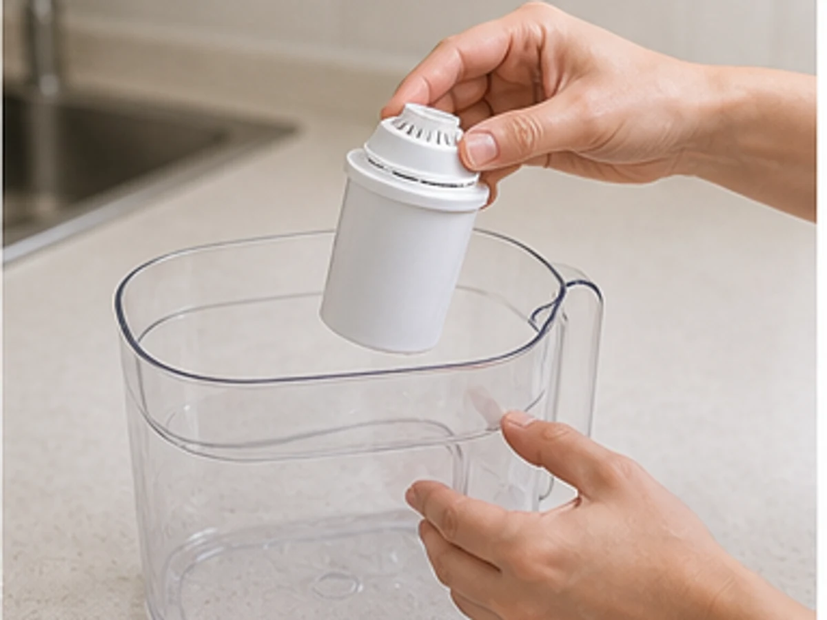 Cara Membersihkan Kendi Filter atau Dispenser Air: Lepas dan pisahkan cartridge