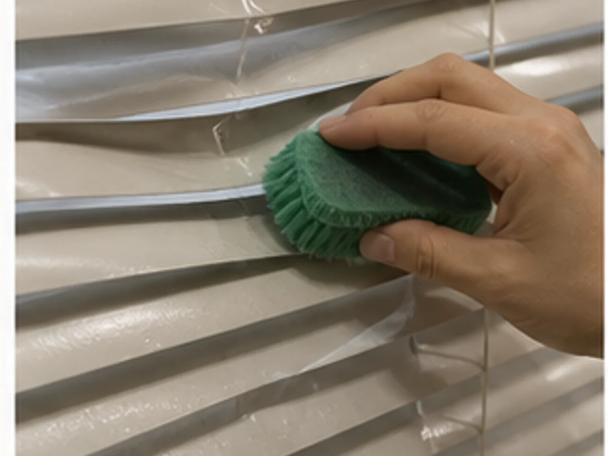 Scrubbing slats with an abrasive pad — Use a soft dry or well-wrung cloth suitable for the material.
