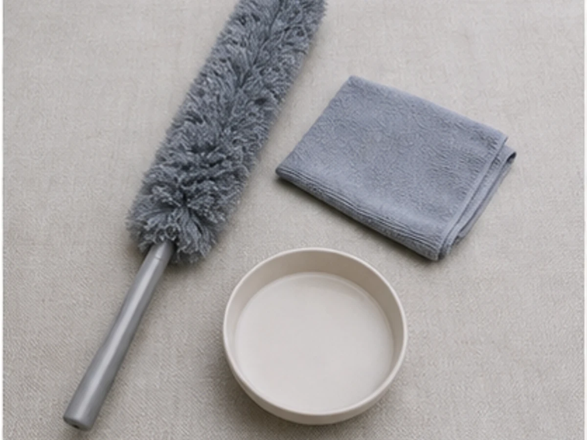 How to Clean Window Blinds Safely — compatible tools arranged separately