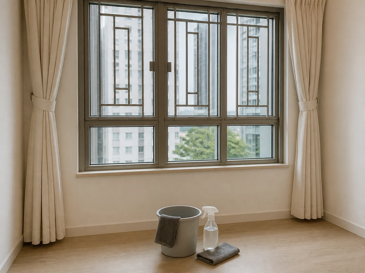 Pag-abot sa exterior glass — Manatili sa ligtas na interior glass; tumanggi at i-report ang exterior work na hindi pasok sa rules.