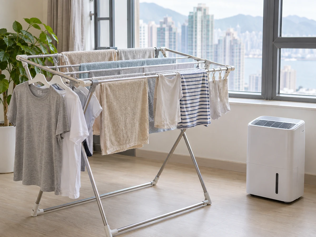 Dry Laundry Indoors during Humid Weather — indoor laundry drying