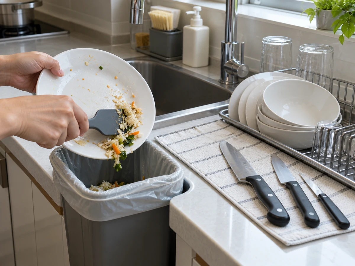Cara Mencuci Piring dan Alat Makan dengan Tangan: Pisahkan pisau
