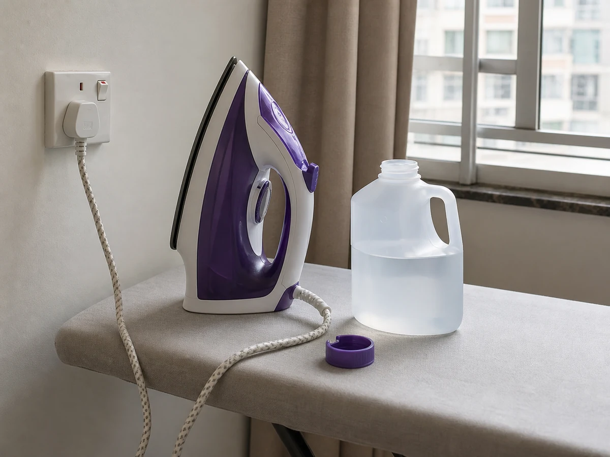 熨斗仍接電便加水。 — 先關機拔插頭，再按說明書加水。
