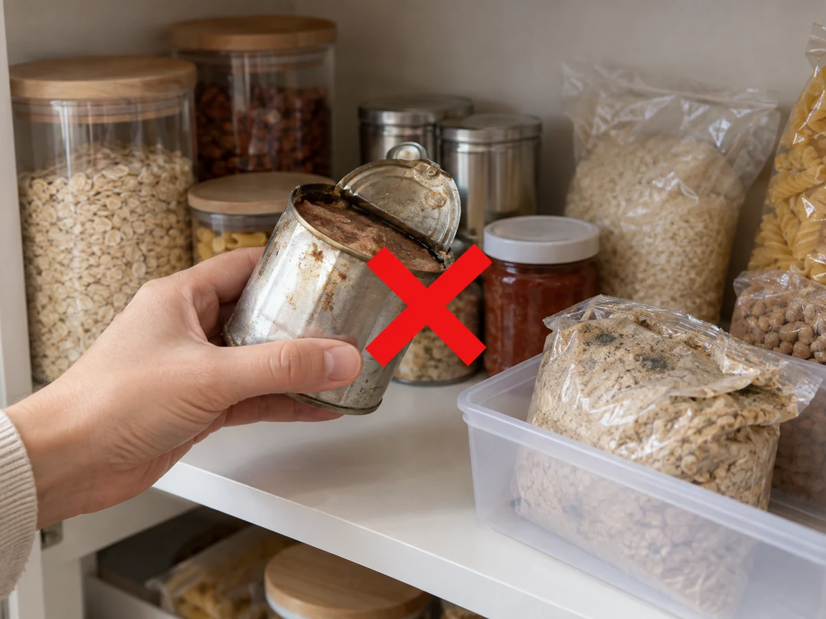 用試味判斷可疑食品 — 檢查破包、滲漏、膨脹、蟲跡及受潮;可疑食品分開放好並通知僱主,不試味。