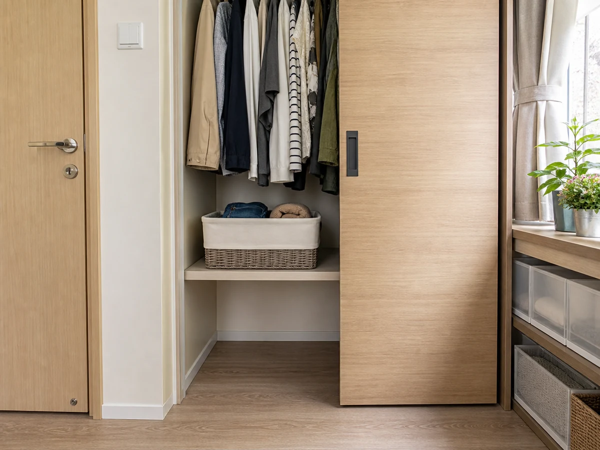 Emptying the whole wardrobe onto the floor — Work one zone at a time and keep the walkway clear.