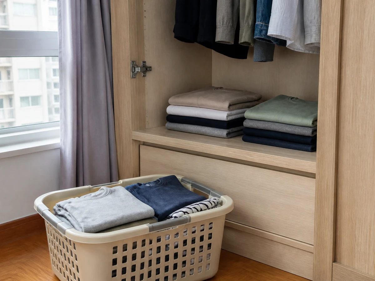 Returning clothes to a damp shelf — Dry fully and address the moisture source first.
