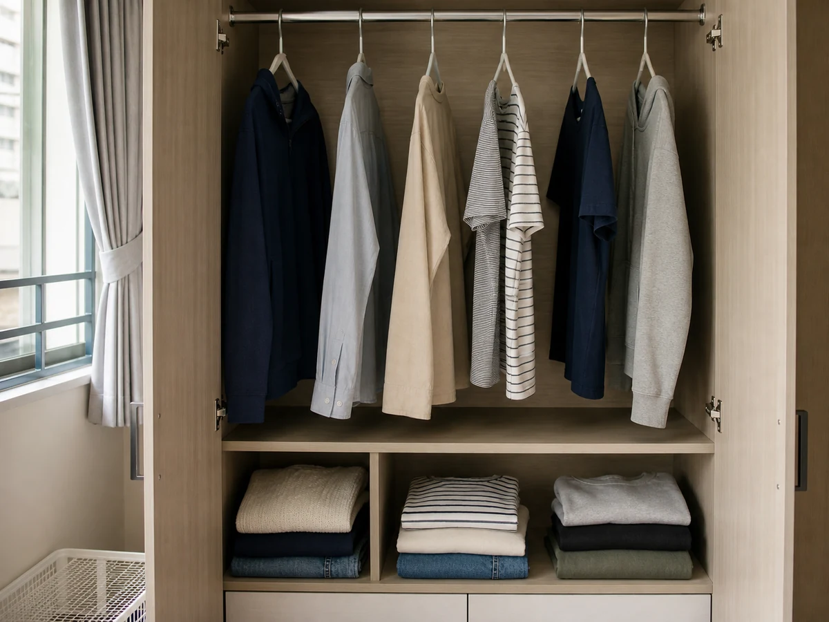 How to Organise a Wardrobe: Hang and fold loosely