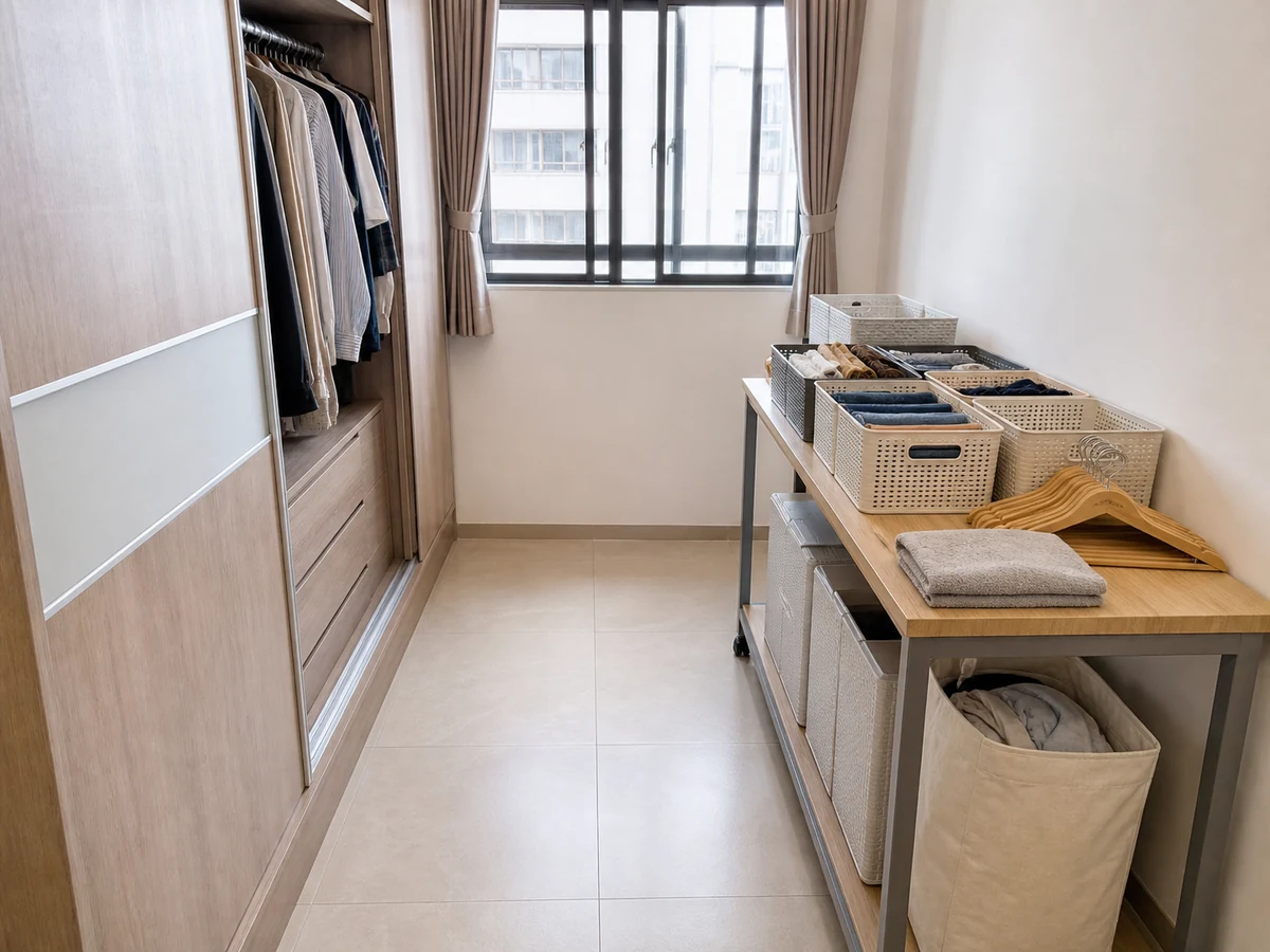Neatly arranged household tools for how to organise a wardrobe