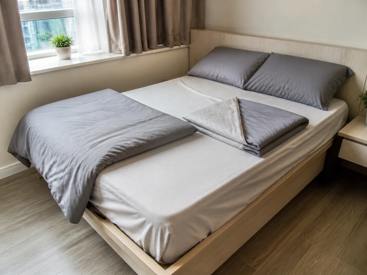 Standing on the bed or shaking forcefully. — Work section by section on a flat bed with feet on the floor.