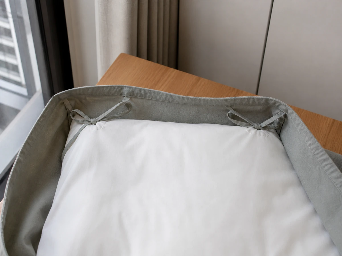 How to Put On a Duvet Cover Properly: Match the top corners