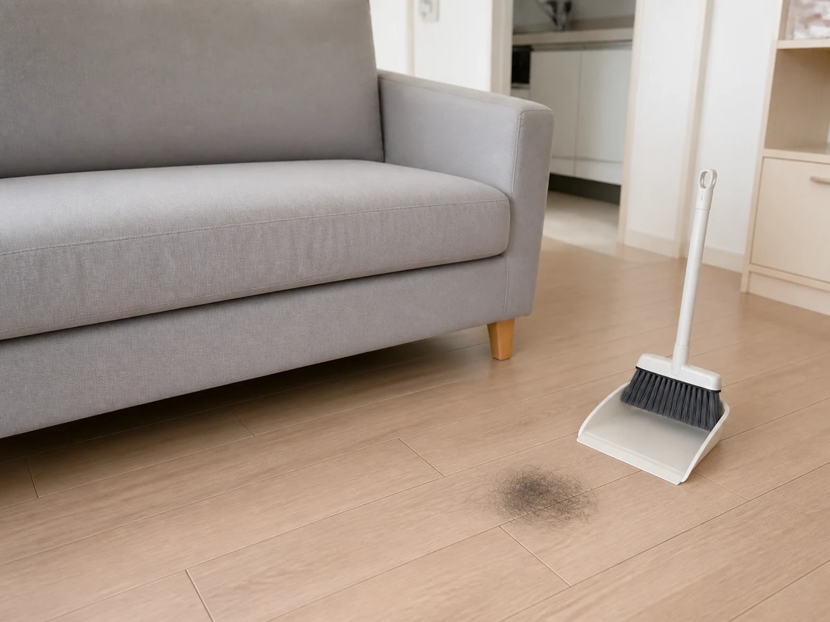 Cleaning the floor before the sofa — Work top to bottom, sofa first and floor last.