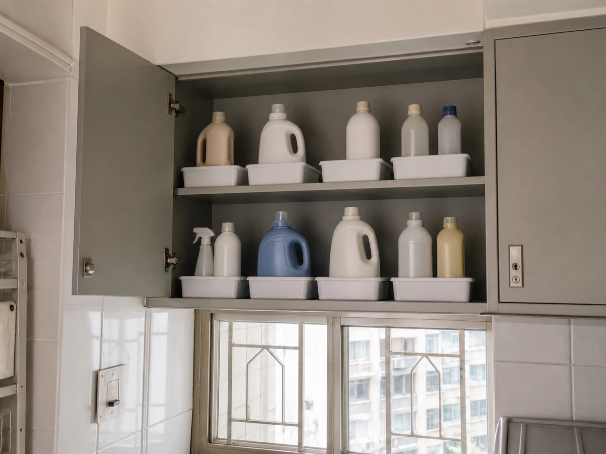 How to Store Cleaning Products Safely: Keep original container sealed upright