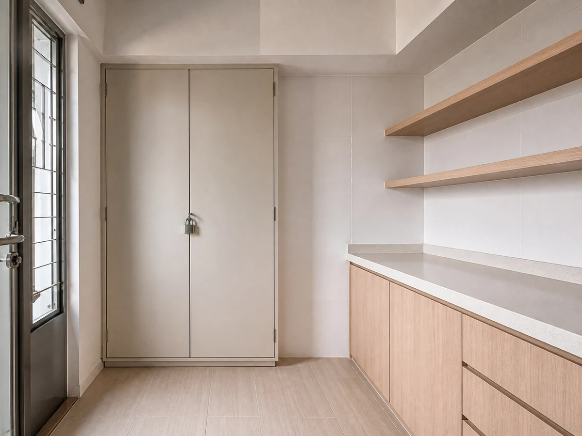 How to Store Cleaning Products Safely: Lock in a child-inaccessible cabinet