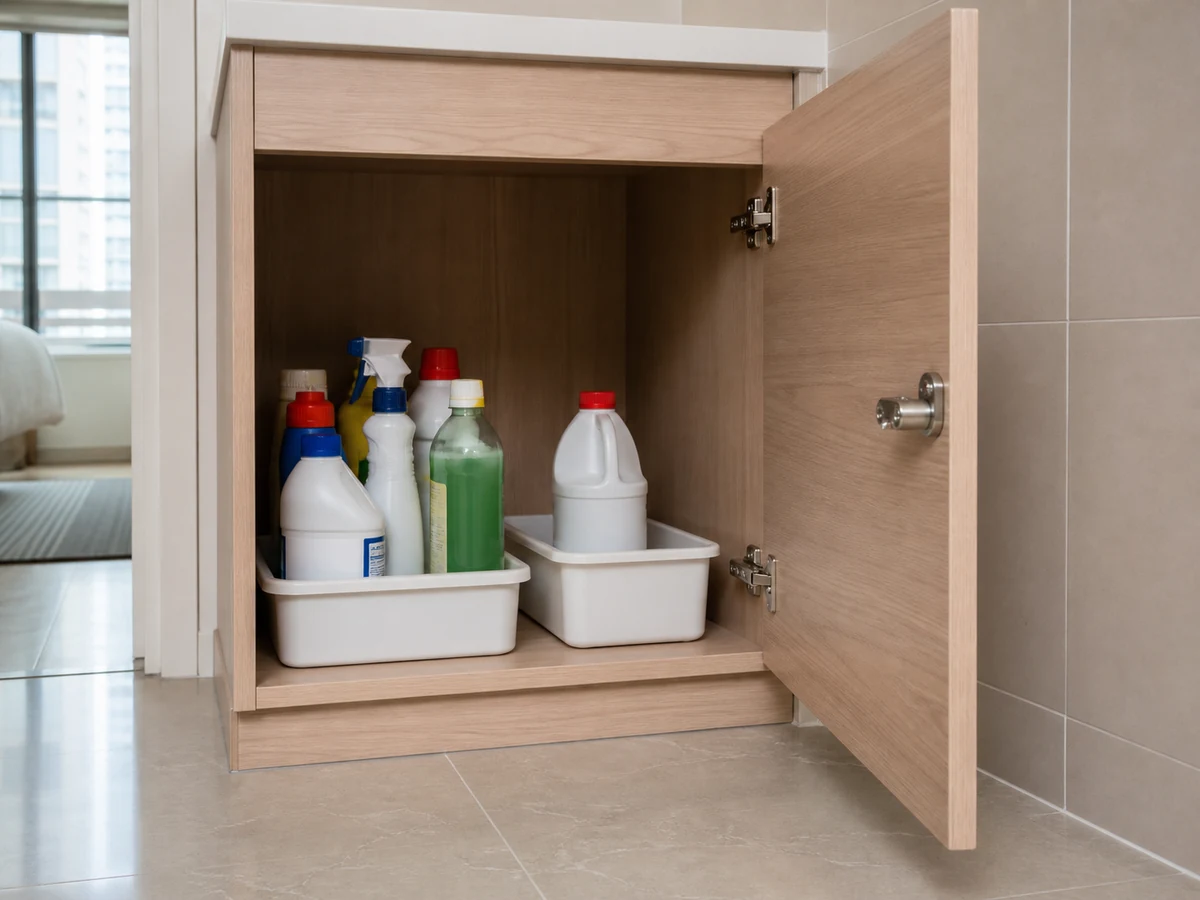 How to Store Cleaning Products Safely: Inspect leaks and stock