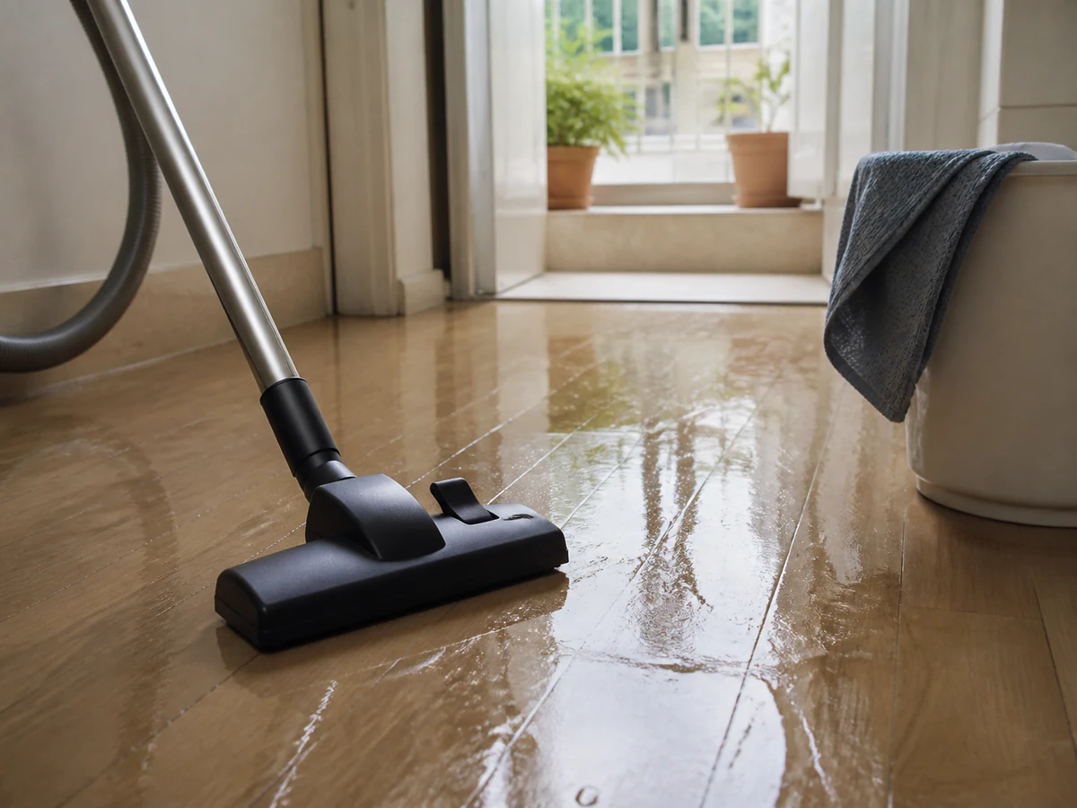 Mopping first and then vacuuming the wet floor. — Remove dry dust first and prepare to mop only while the floor is dry.