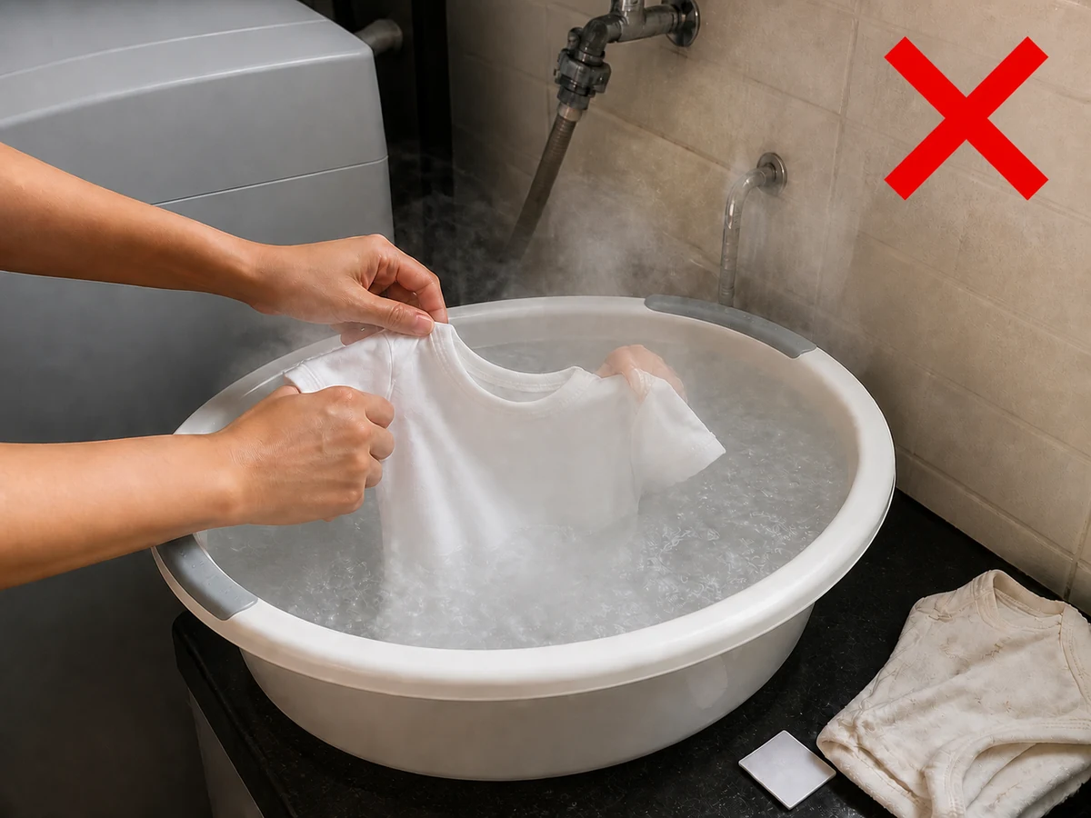 Memakai panas tinggi tanpa membaca label — Ikuti label tiap pakaian.